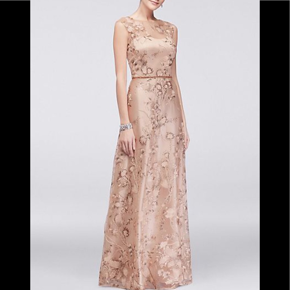Floral sequined A-Line formal dress